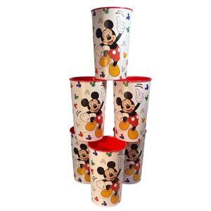 Disney Mickey Mouse Plastic Cups Multicolor Design Made In USA Set Of 6